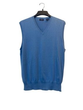IZOD Classic Men's size Large Cotton sky blue v neck knit sweater vest